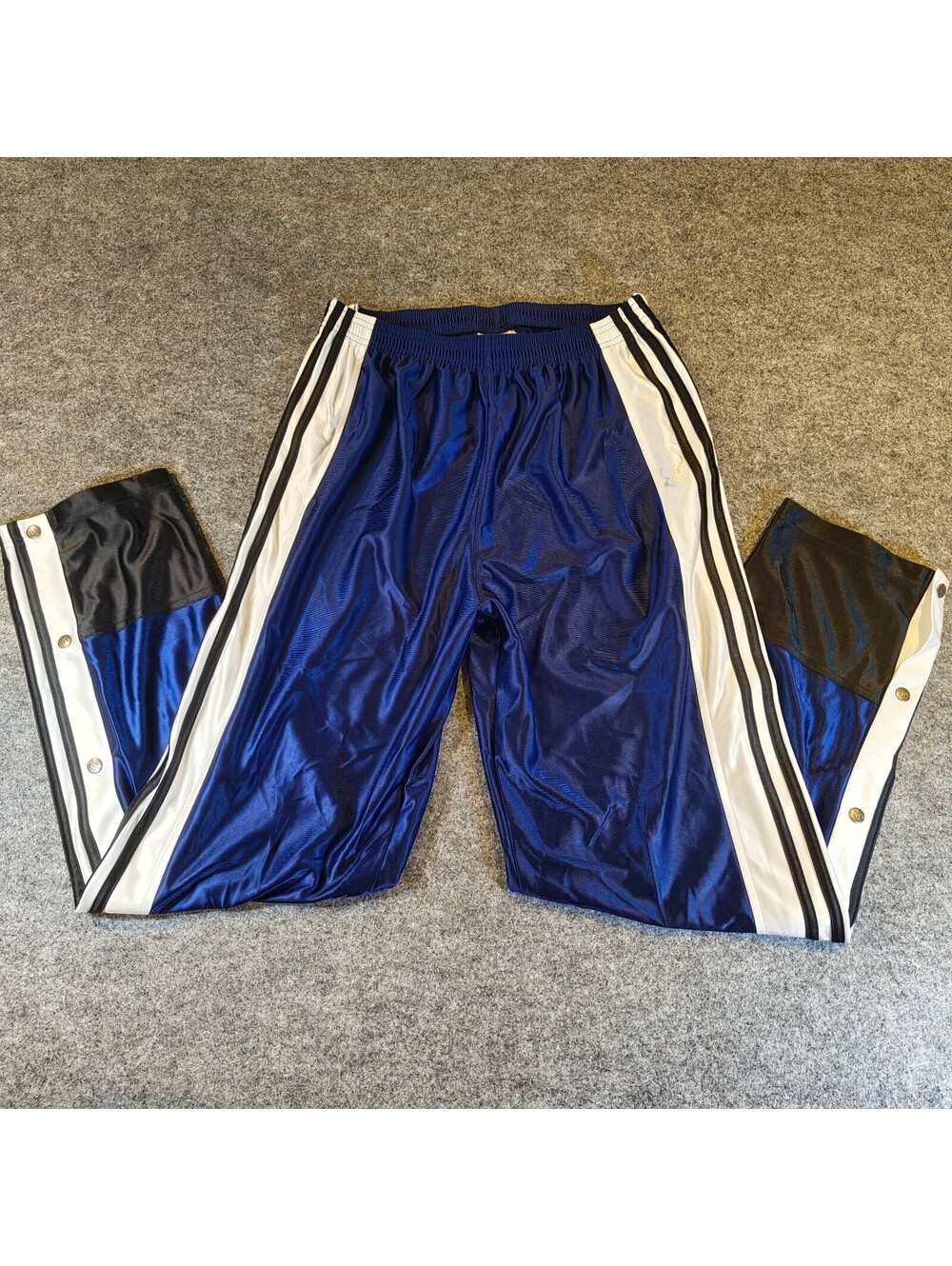 Vintage Adidas Blue White Side Snap Tricot Track Pants Tearaway Large Y2K